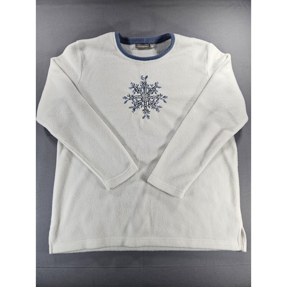 Snowflake Sweatshirt Cream Fleece Womens L Embroidered Winter Croft & Barrow